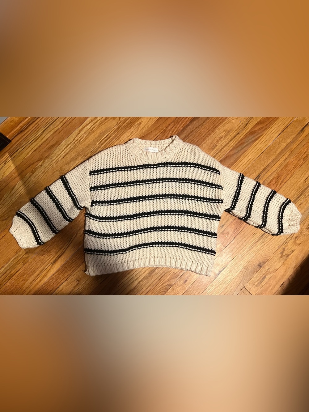 Crewneck Stripe Sweater - Cream with Black Stripes